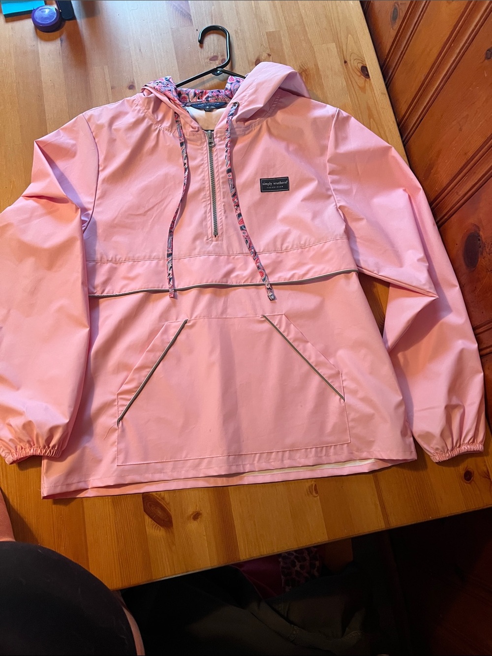 Pink hooded pullover jacket